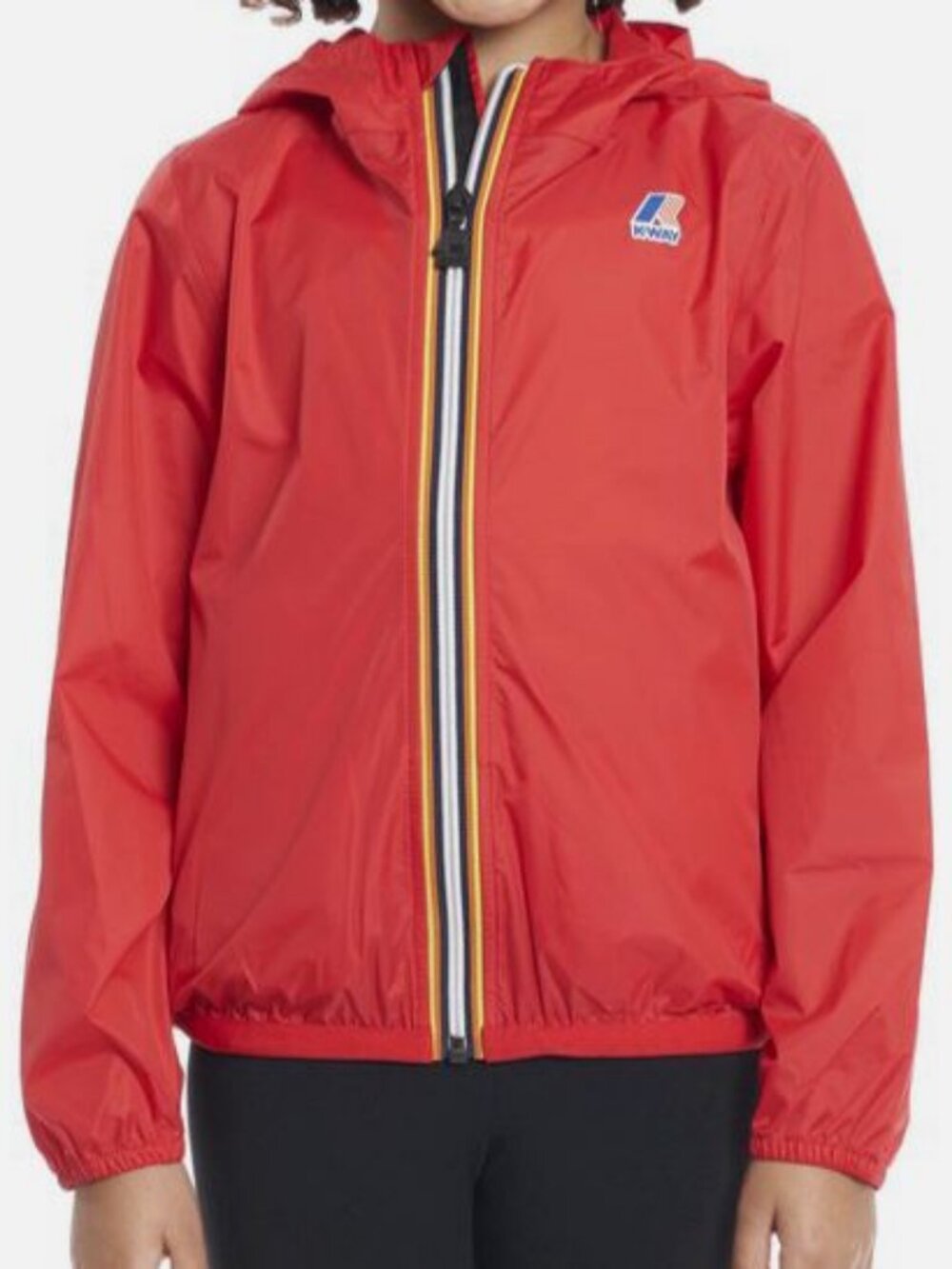 K-Way Unisex Kids Red Vrai 3.0 Claude Hooded Windbreaker Jacket Size 10Y